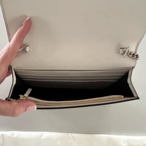 Gucci Signature White Guccissima Bow Wallet on Chain WOC Shoulder Crossbody Bag - Picture 8 of 16